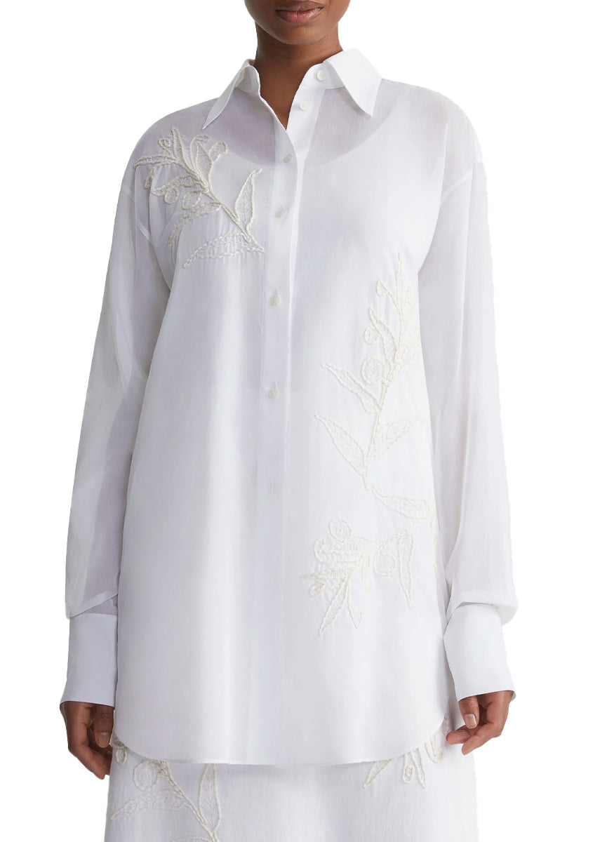 Eco Flora Embroidered Oversized Shirt - Lafayette 148 New York