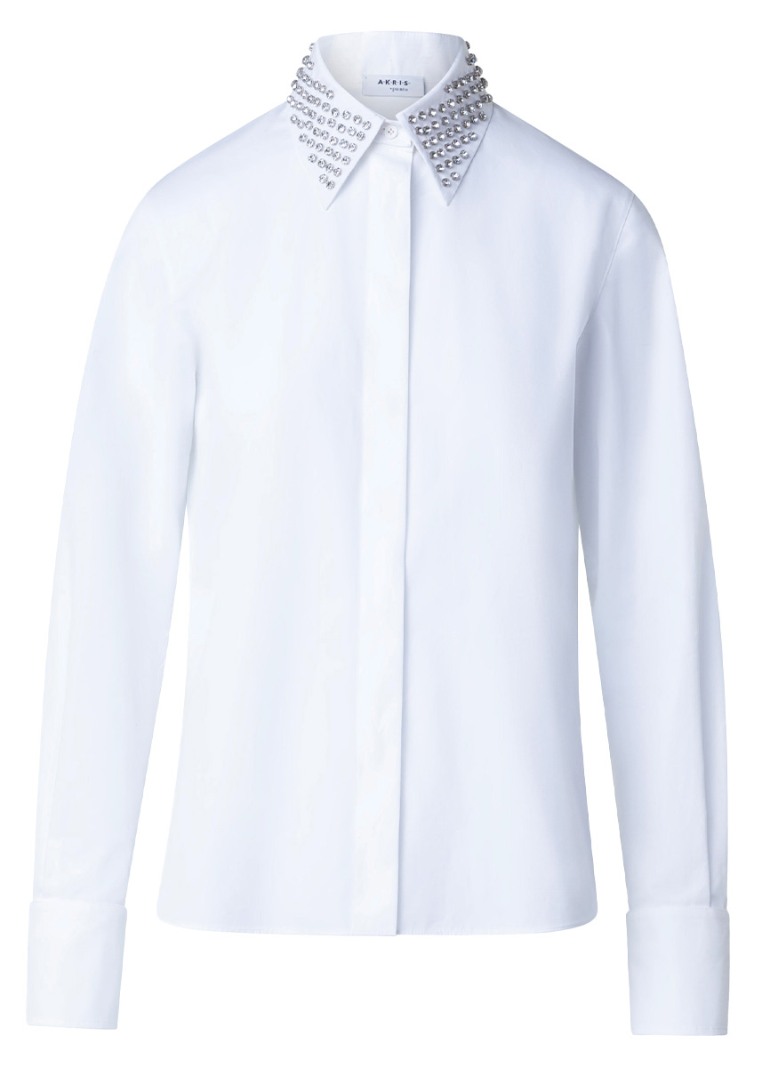 Cotton Poplin Shirt with Diamonds