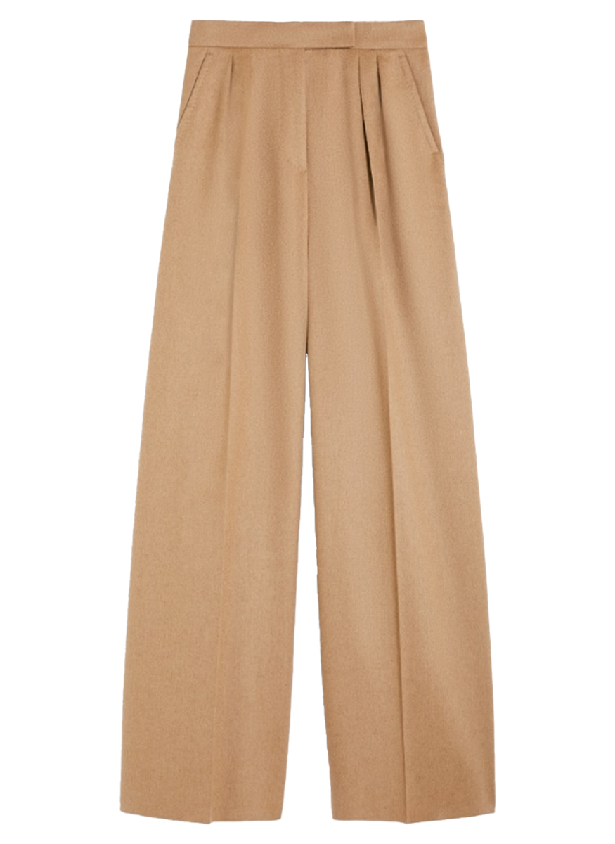 Fagus Camel Wool Pleated Full Leg Pants