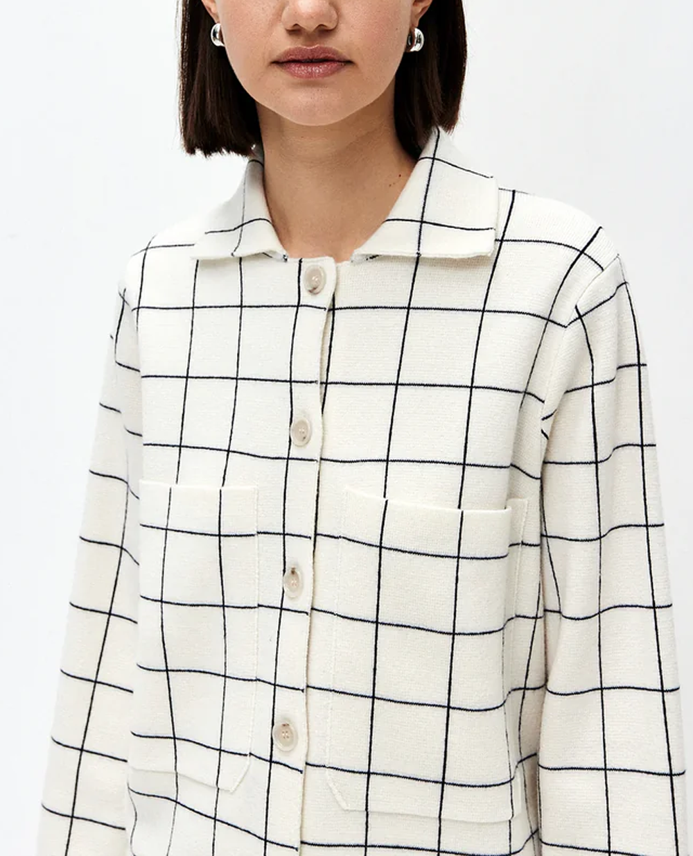 Plaid Cashmere Blend Sweater Jacket - Allude