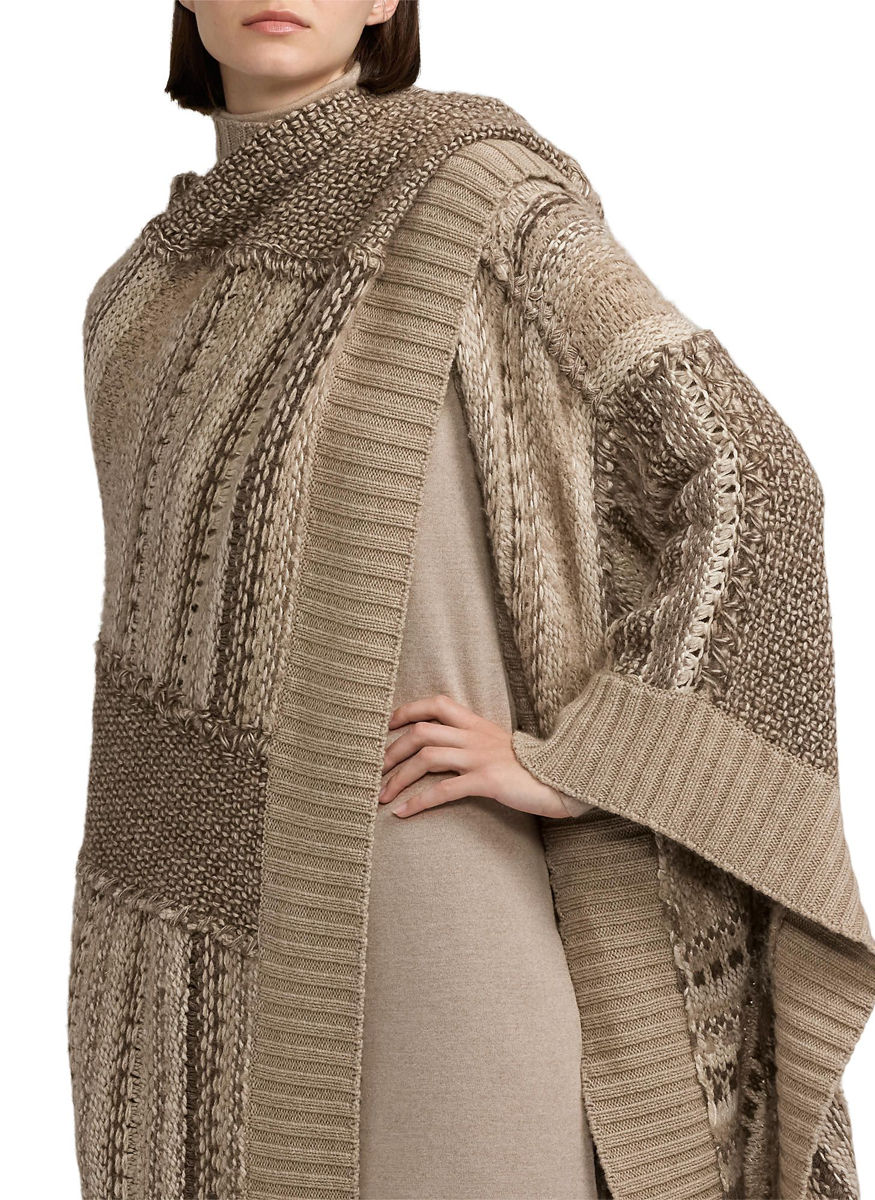 Cashmere-Blend Patchwork Wrap Sweater - Ralph Lauren Collection