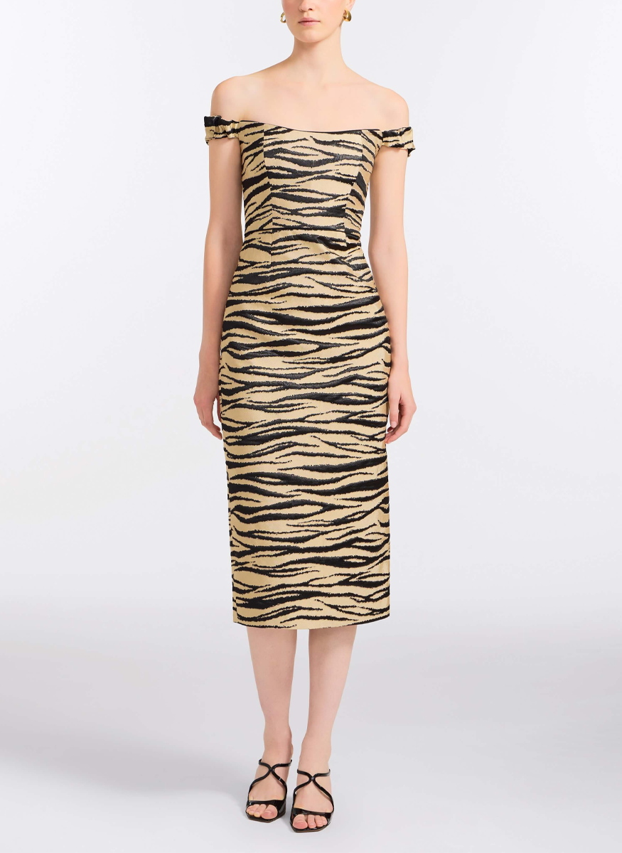 Amina Zebra-Striped Midi Dress - Markarian