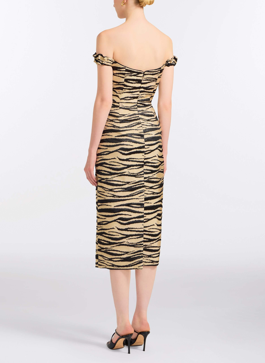 Amina Zebra-Striped Midi Dress - Markarian