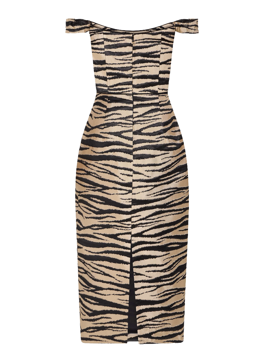 Amina Zebra-Striped Midi Dress - Markarian