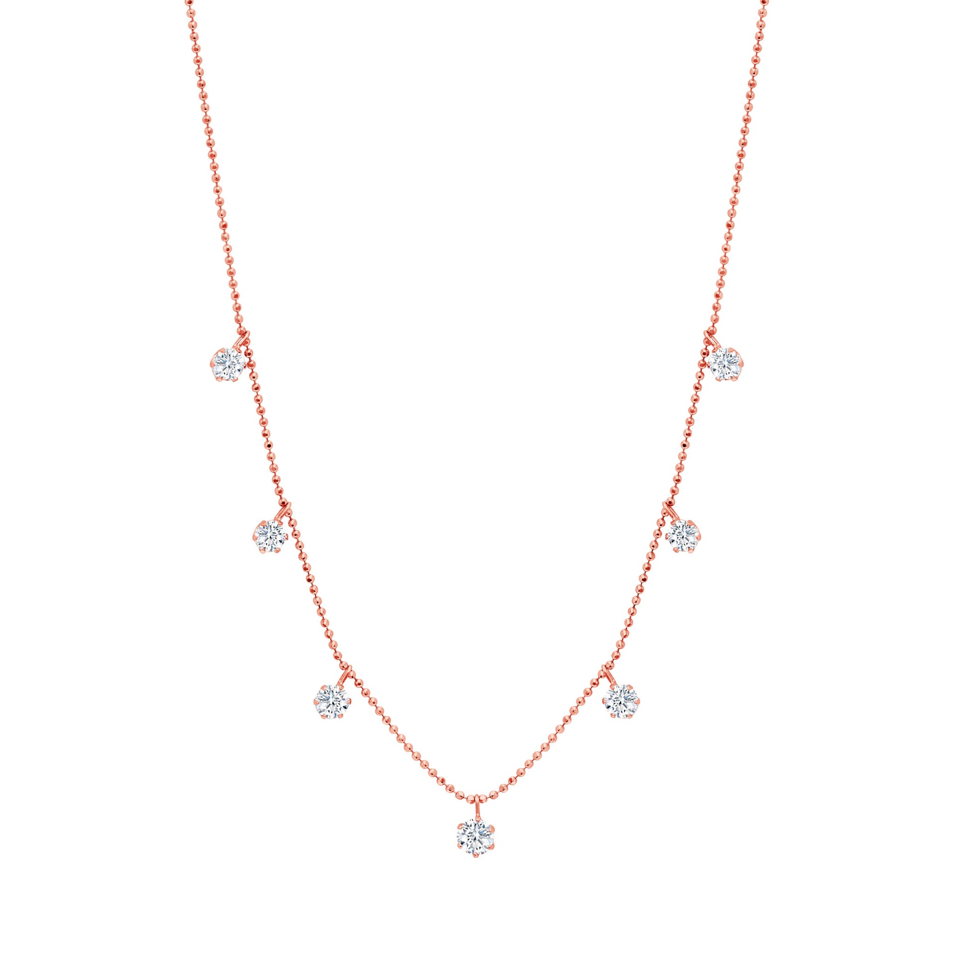 “Floating Diamonds” Necklace, Medium, Rose Gold