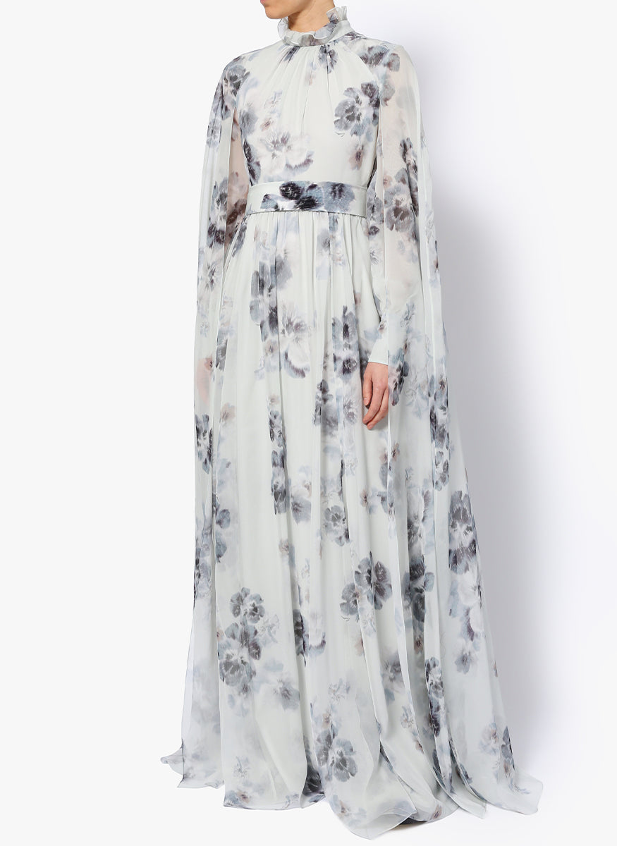 Macie Berkley Silk Voile Gown in Pale Blue