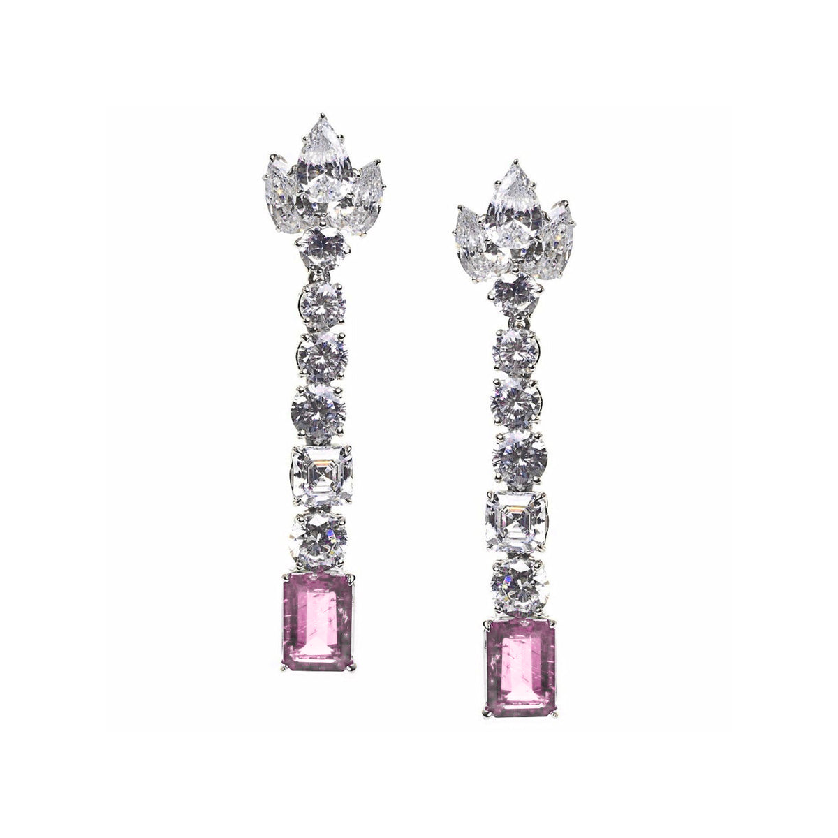 Multi-Shapes with Pink Drop Earrings