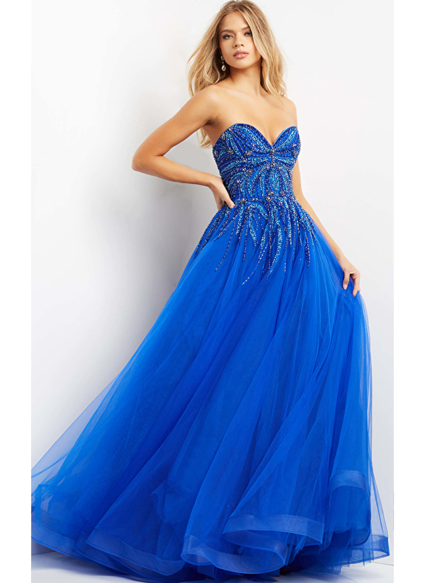 Beaded Bodice Strapless Gown - Jovani