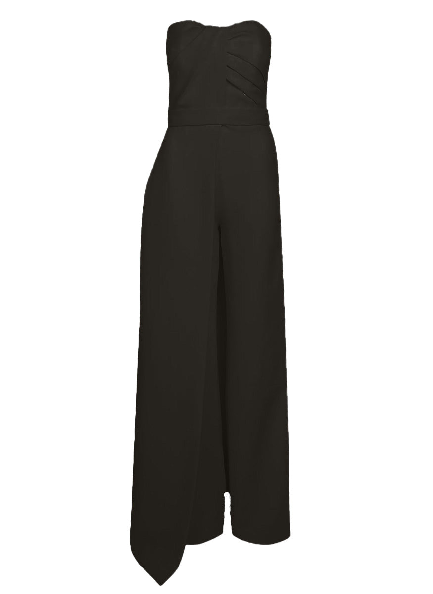 Remi Strapless Jumpsuit in Black Heavy Crepe
