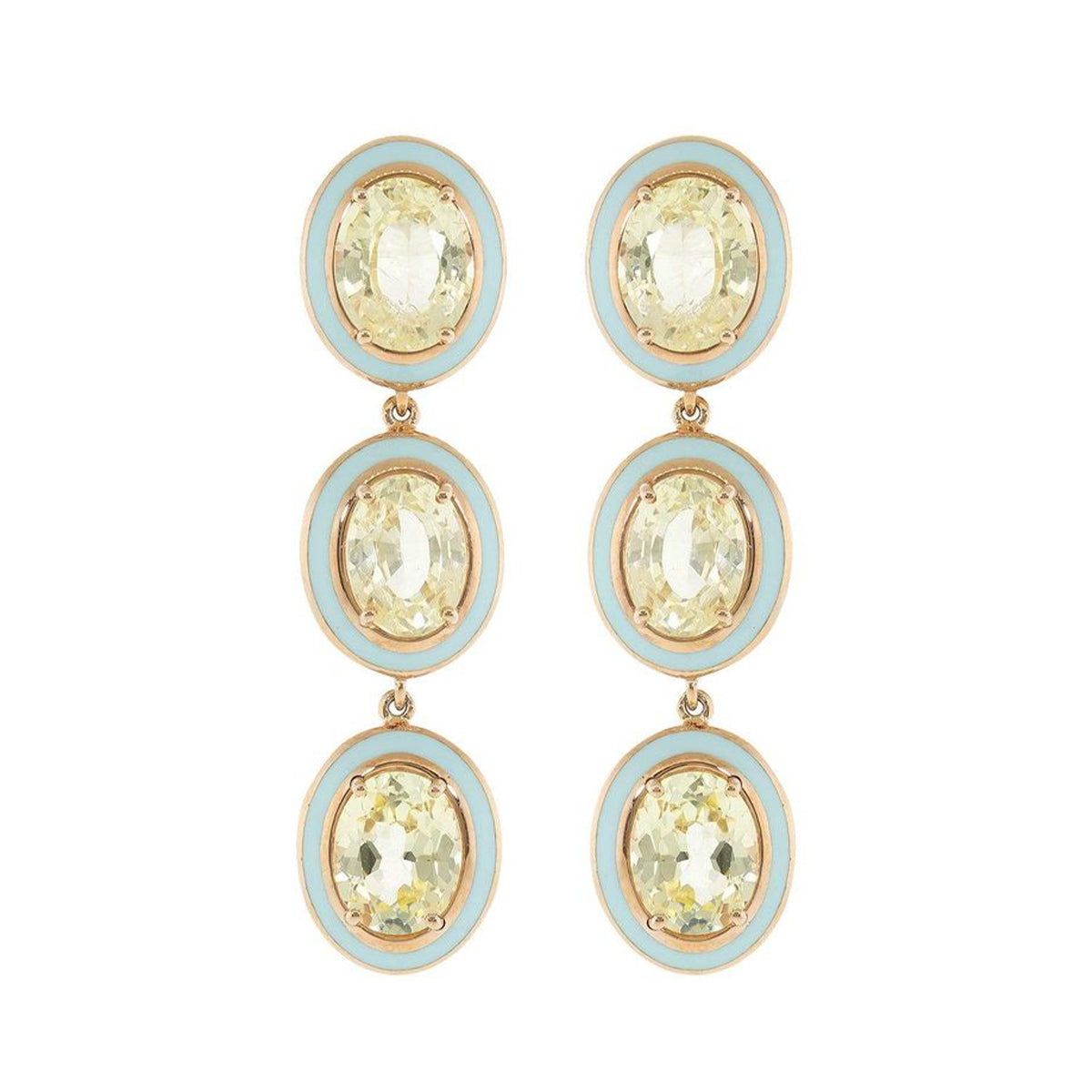 “Mina” Yellow Sapphire Earrings, Pale Blue
