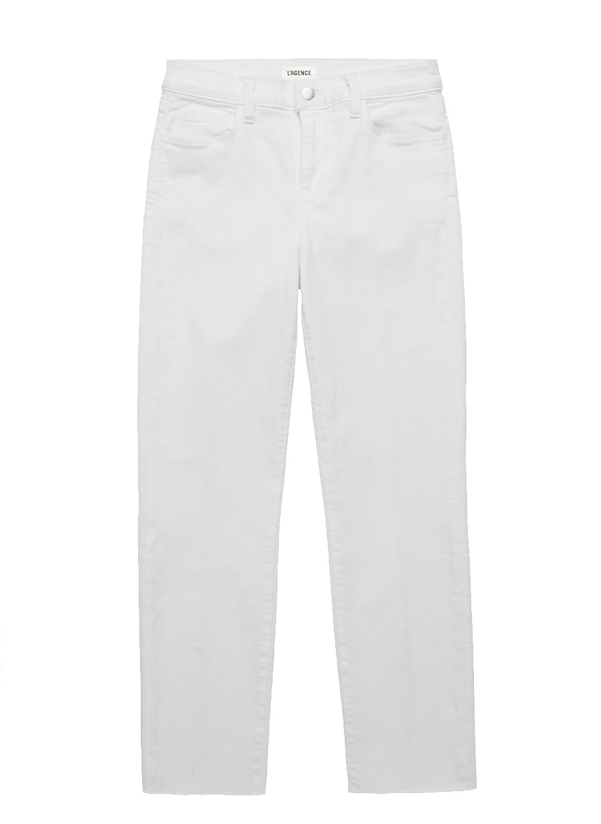 Sada High-Rise Cropped Jean in Blanc by L'agence