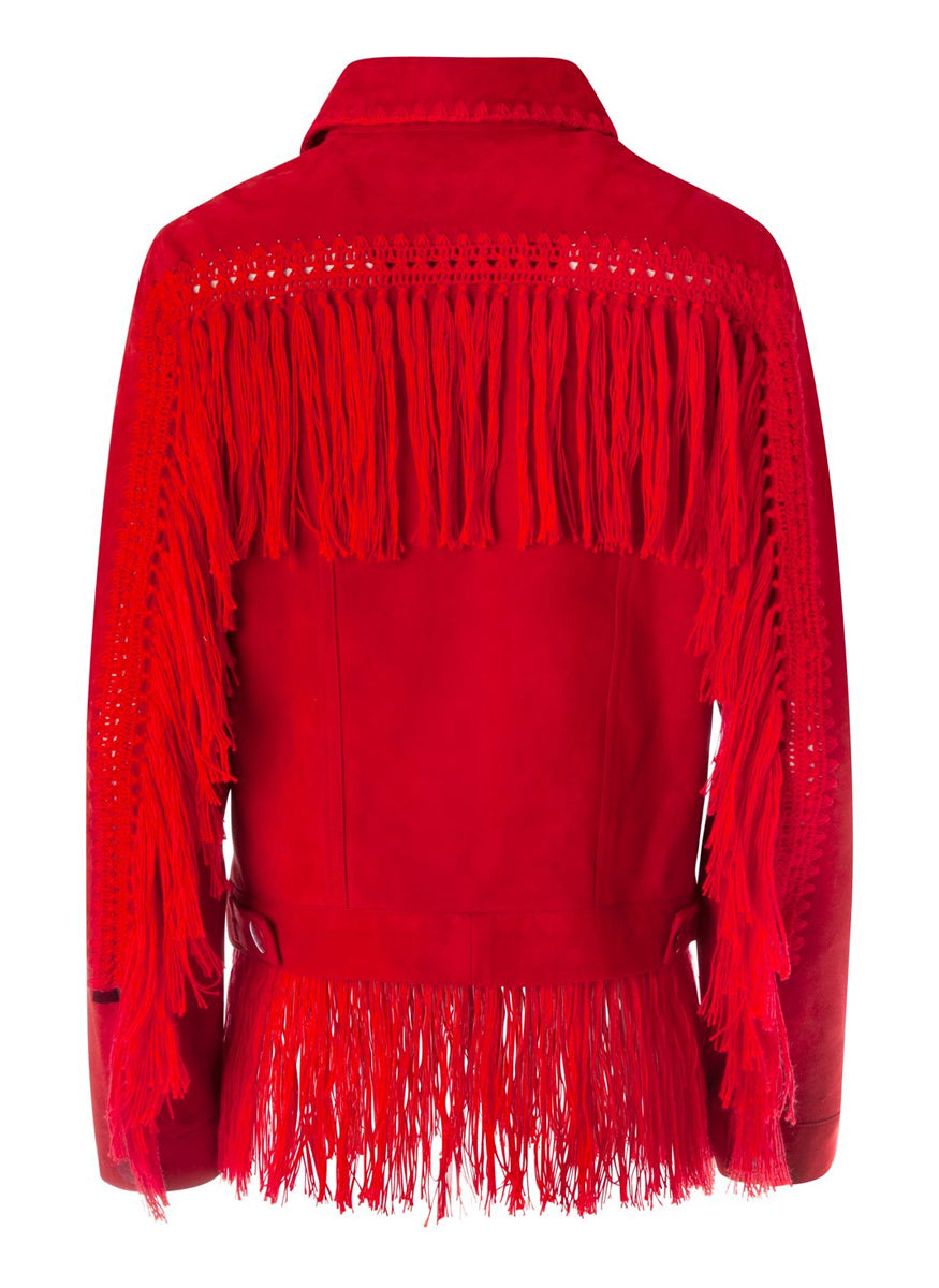 Suede Jacket with Crochet Fringes - Alejandra Alonso Rojas