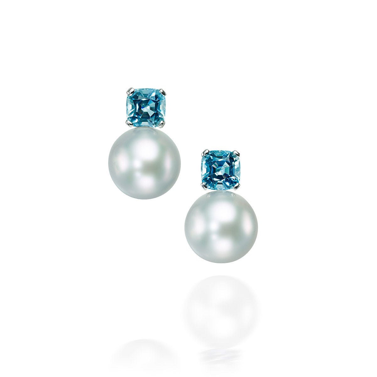 South Sea Pearl and Aquamarine Earrings