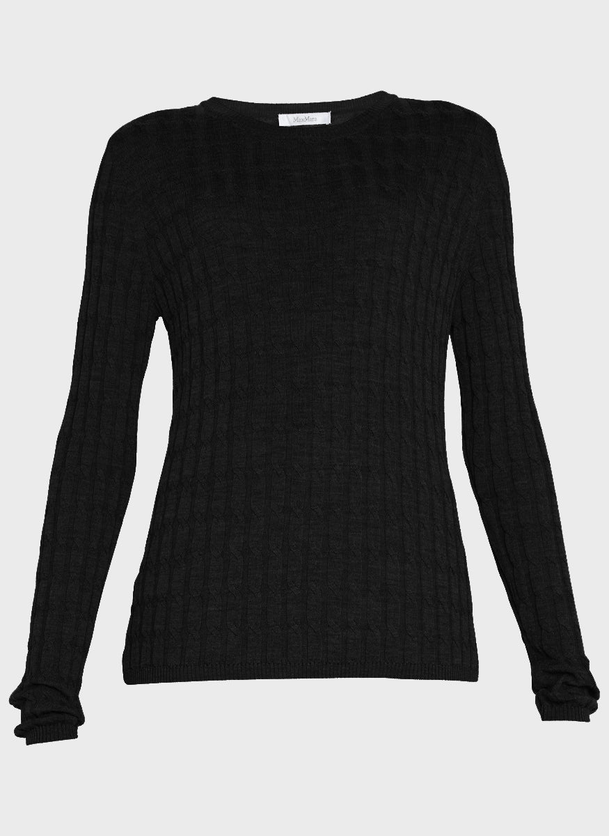Echo Light Weight Wool Sweater in Black