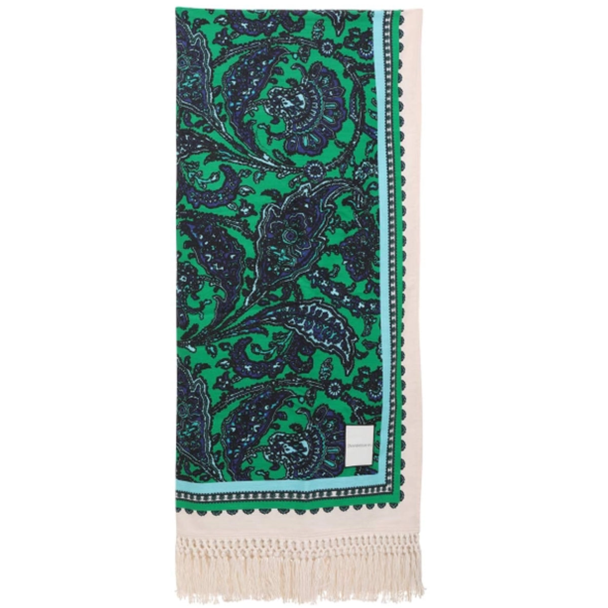 Cotton Textured Towel in Green Paisley