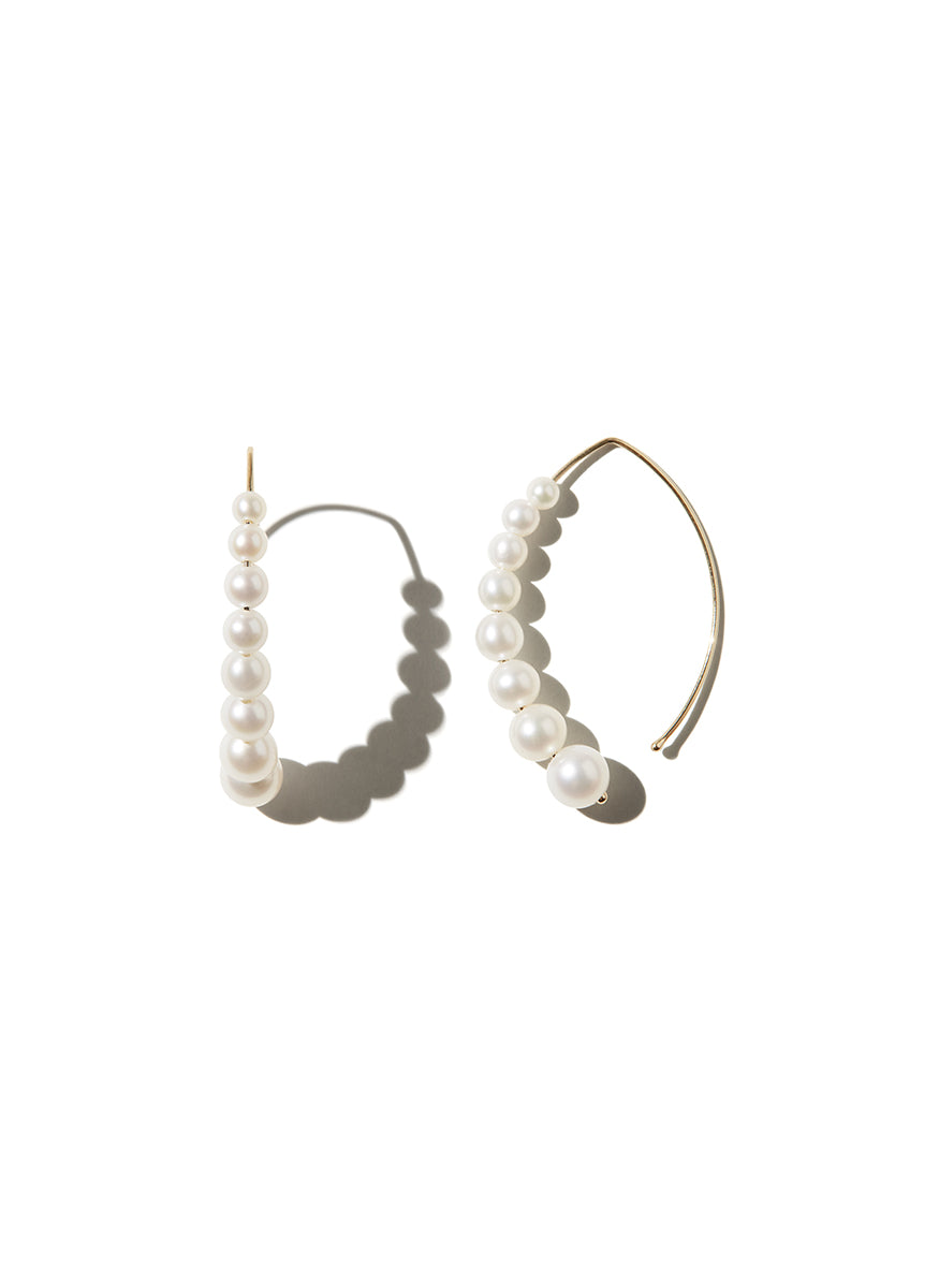 Graduated Pearl Marquis Hoops, Small